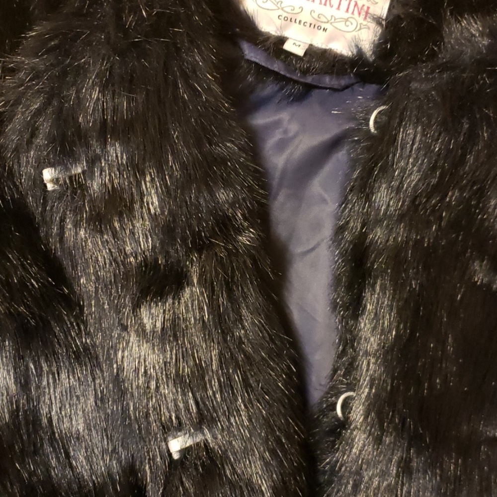 🎉 HP 🎉Pink Martini Blue faux fur jacket - Picture 3 of 4
